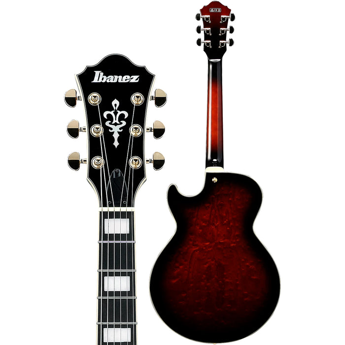 Artcore Expressionist AG95QA Hollowbody Electric Guitar, Right, Dark Brown Sunburst