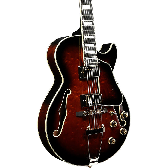 Artcore Expressionist AG95QA Hollowbody Electric Guitar, Right, Dark Brown Sunburst