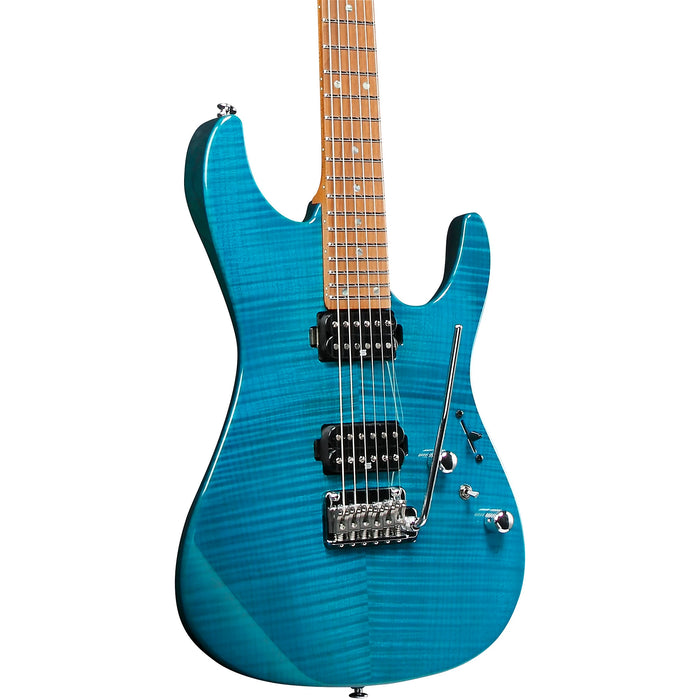 Martin Miller MM1 Solidbody Electric Guitar, Right, Transparent Aqua Burst