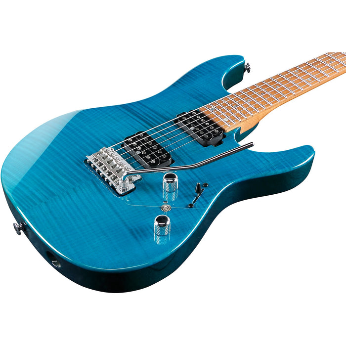 Martin Miller MM1 Solidbody Electric Guitar, Right, Transparent Aqua Burst