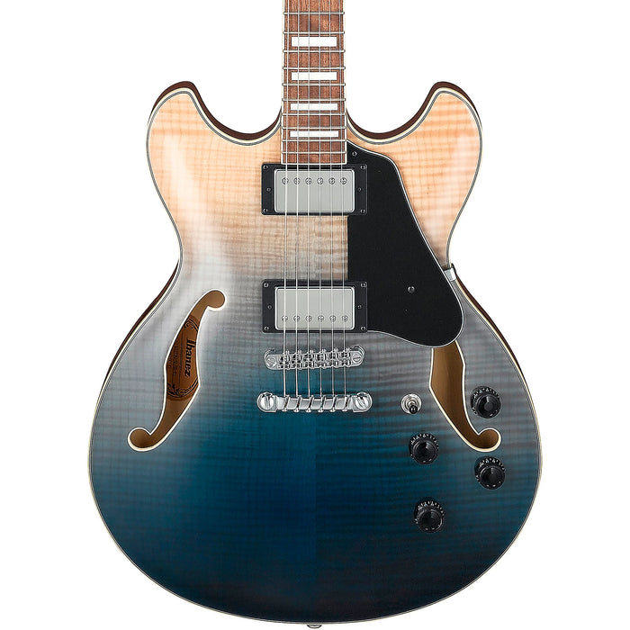 AS Artcore AS73FM Semi-Hollowbody Electric Guitar, Right, Transparent Indigo Fade