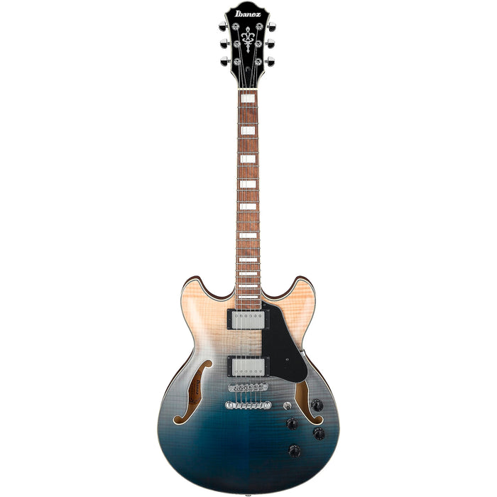 AS Artcore AS73FM Semi-Hollowbody Electric Guitar, Right, Transparent Indigo Fade