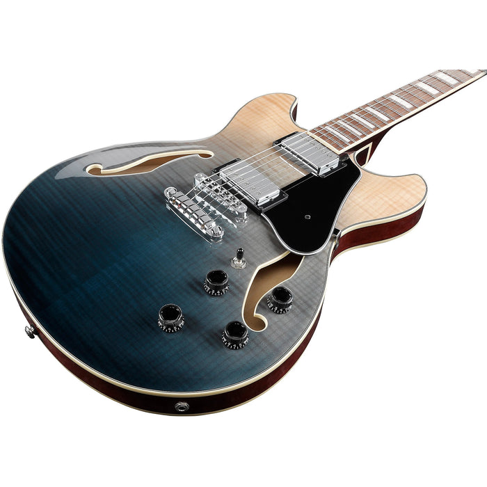 AS Artcore AS73FM Semi-Hollowbody Electric Guitar, Right, Transparent Indigo Fade