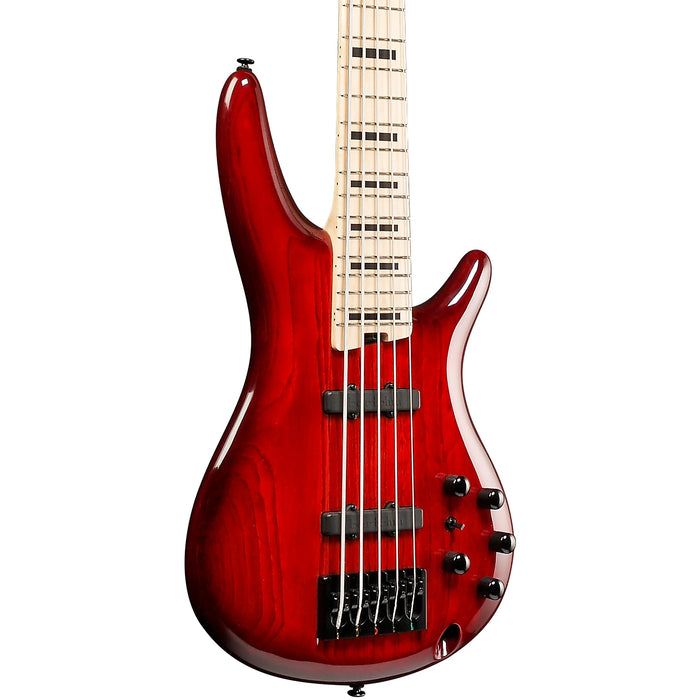 Adam Nitti ANB205 5-String Bass Guitar, Right, Transparent Wine Red Burst