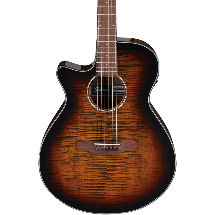 AEG70L 6-String Acoustic Electric Guitar, Left-Handed, Tiger Burst High Gloss