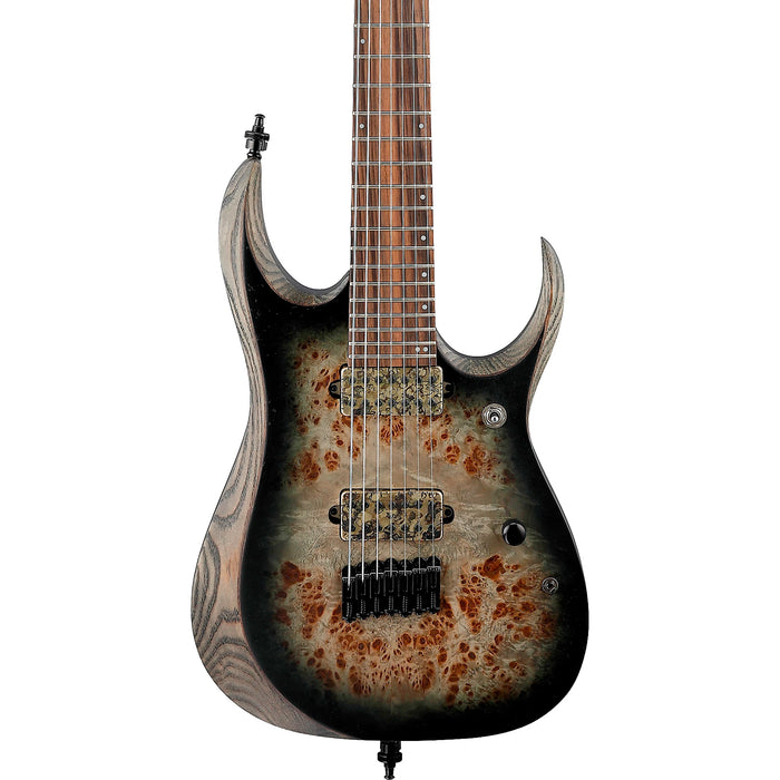 RGD71ALPA 7-String Electric Guitar, Right, Charcoal Burst Black Stained Flat