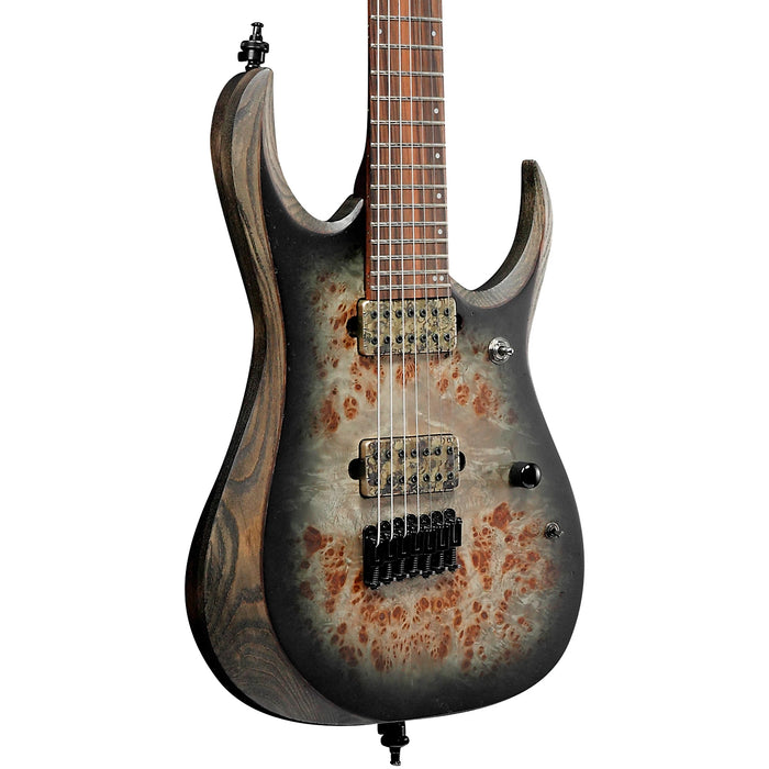 RGD71ALPA 7-String Electric Guitar, Right, Charcoal Burst Black Stained Flat