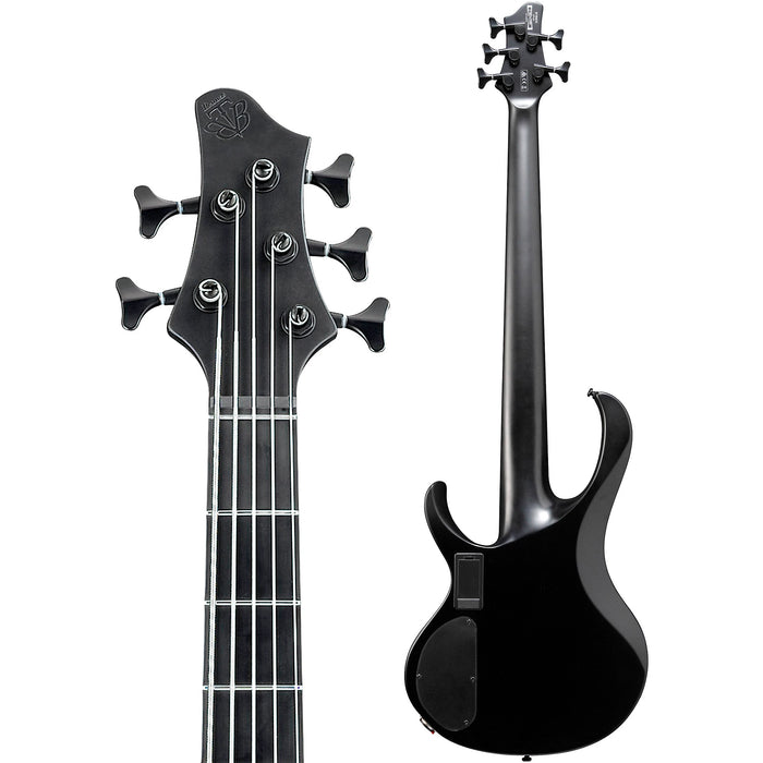 Iron Label BTB625EX 5-String Solidbody Electric Bass Guitar, Right, Black Flat