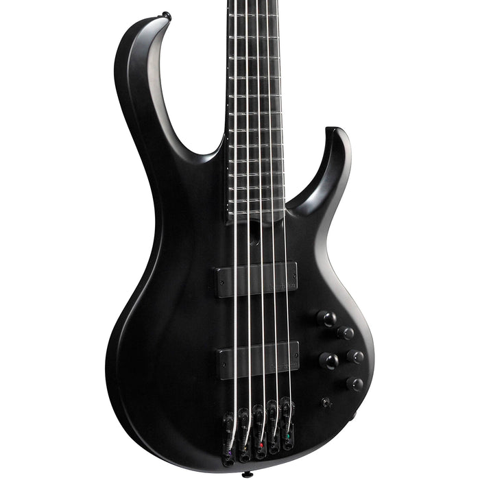 Iron Label BTB625EX 5-String Solidbody Electric Bass Guitar, Right, Black Flat