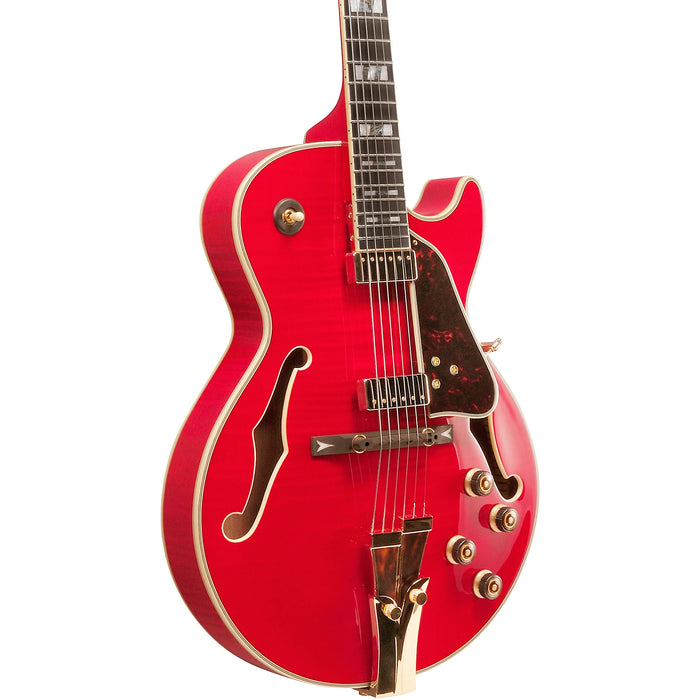 George Benson GB10SEFM Hollowbody Electric Guitar, Right, Sapphire Red