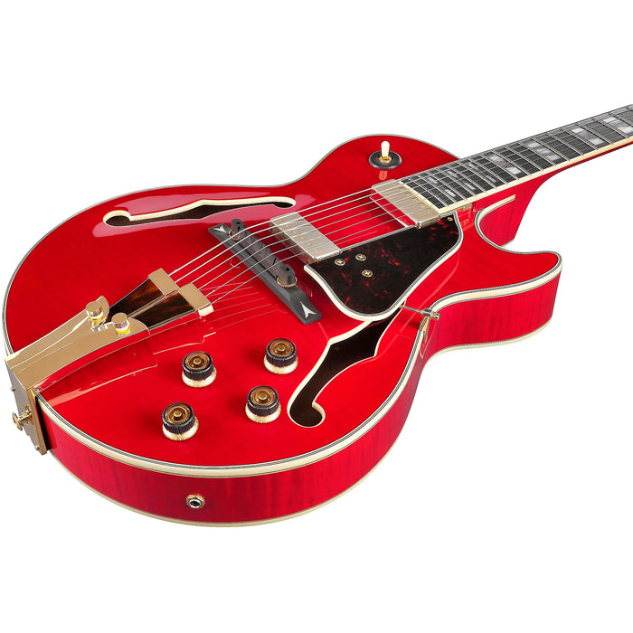 George Benson GB10SEFM Hollowbody Electric Guitar, Right, Sapphire Red