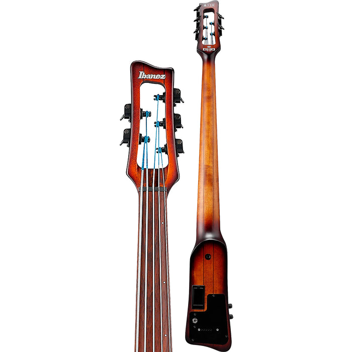 Upright Bass UB805 5-String Fretless Bass Guitar, Right, Mahogany Oil Burst