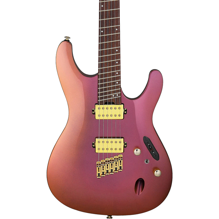 S Axe Design Lab SML721 Solidbody Electric Guitar, Right, Rose Gold Chameleon