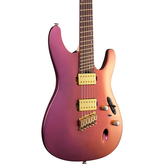 S Axe Design Lab SML721 Solidbody Electric Guitar, Right, Rose Gold Chameleon