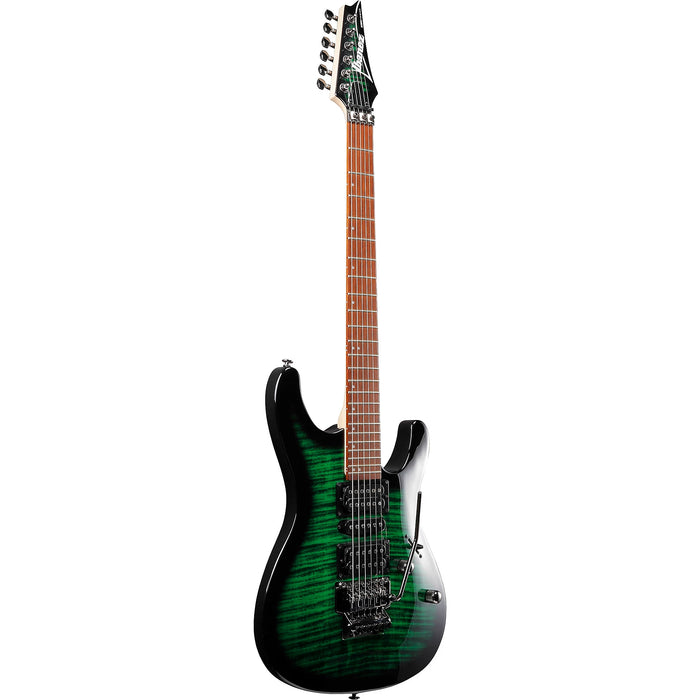 KIKO KIKOSP3 Solidbody Electric Guitar, Right, Transparent Emerald Burst