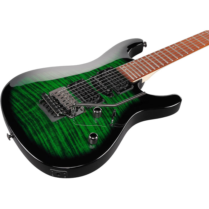 KIKO KIKOSP3 Solidbody Electric Guitar, Right, Transparent Emerald Burst