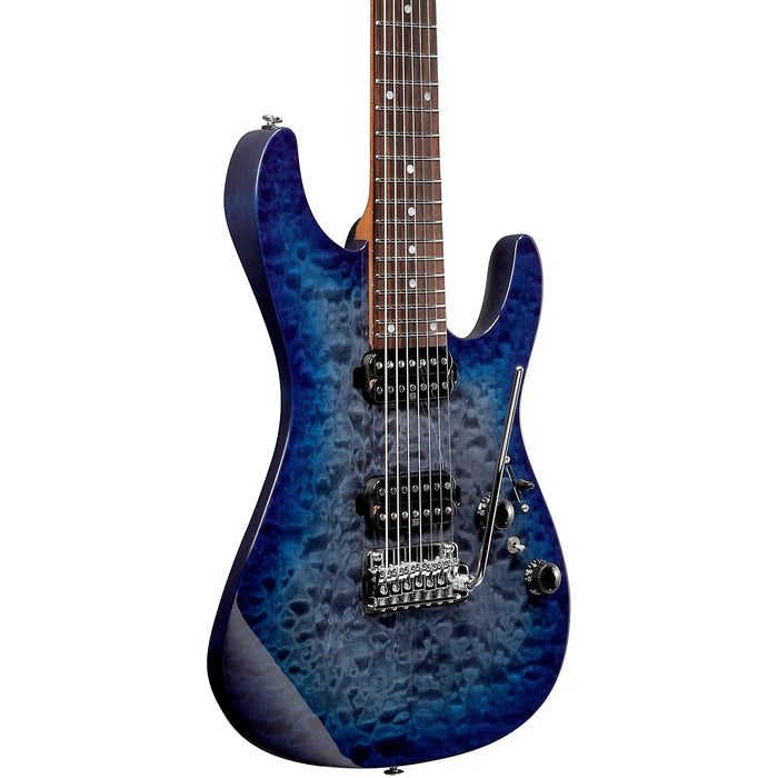 AZ Premium AZ427P2QM 7-String Electric Guitar, Right, Twilight Blue Burst