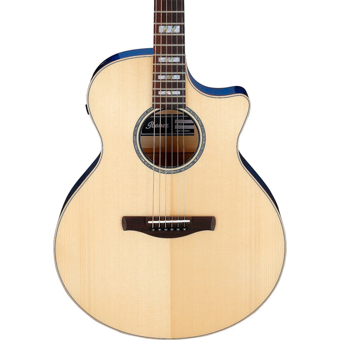 AE390 6-String Acoustic Electric Guitar, Right, Natural Top with Aqua Blue Sides