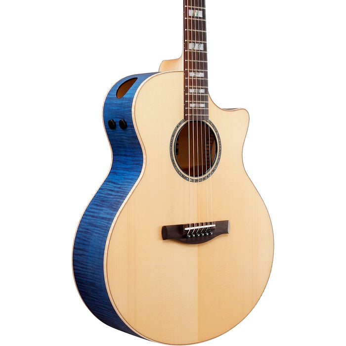 AE390 6-String Acoustic Electric Guitar, Right, Natural Top with Aqua Blue Sides