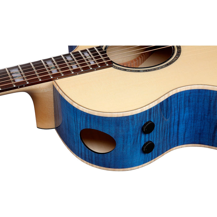 AE390 6-String Acoustic Electric Guitar, Right, Natural Top with Aqua Blue Sides