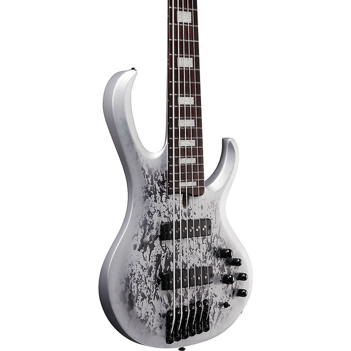 Standard BTB25TH6 6-String Solidbody Bass Guitar, Right, Silver Blizzard Matte