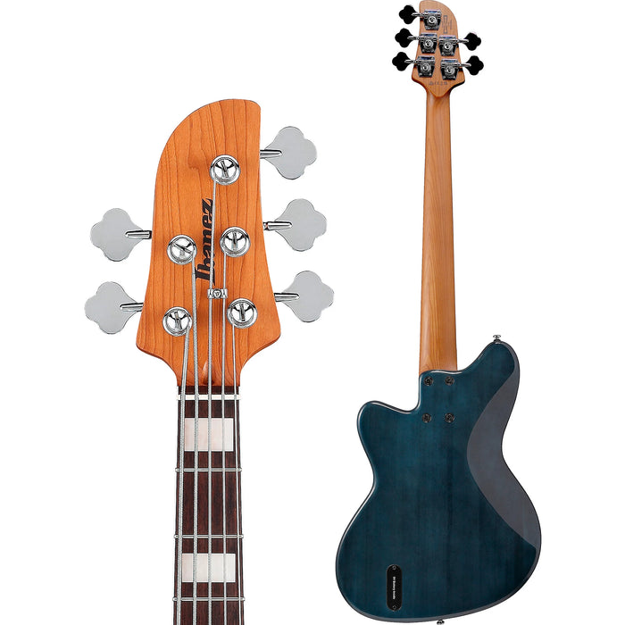 Talman Bass TMB405TA 5-String Solidbody Bass Guitar, Right, Cosmic Blue Sunburst