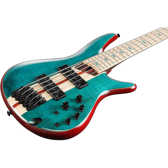 Premium SR1425B 5-String Solidbody Bass Guitar, Right, Caribbean Green Low Gloss