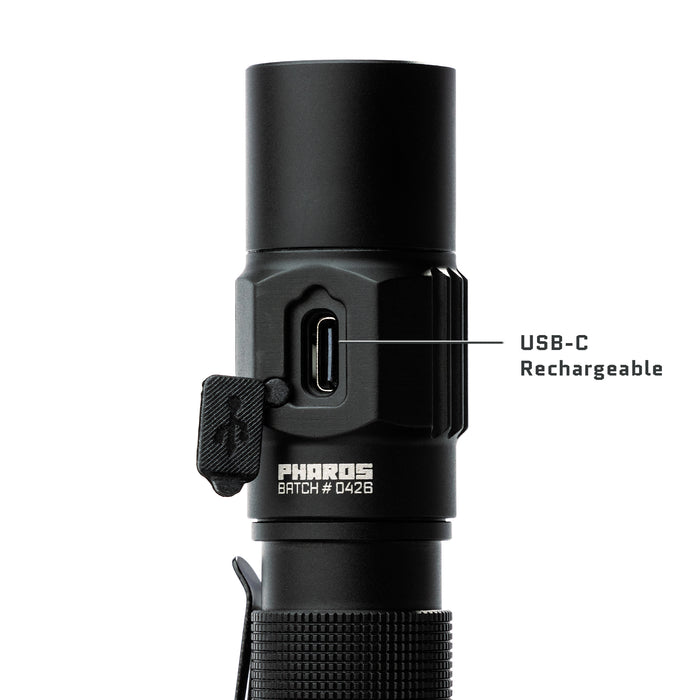 Dark Energy Pharos Rechargeable Flashlight | 1800 Lumens and Four Brightness Modes with Strobe