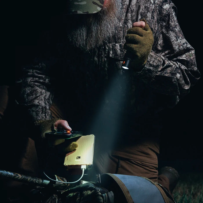 Dark Energy Pharos Rechargeable Flashlight | 1800 Lumens and Four Brightness Modes with Strobe