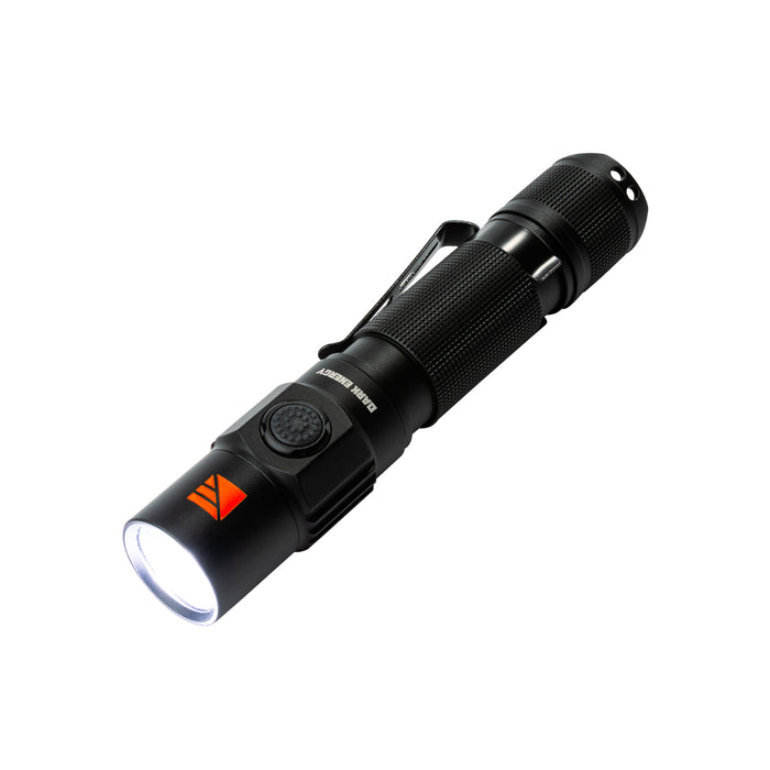Dark Energy Pharos Rechargeable Flashlight | 1800 Lumens and Four Brightness Modes with Strobe