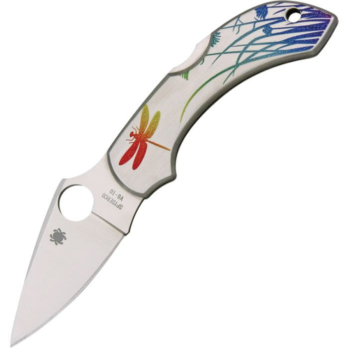 Spyderco Dragonfly Stainless Tattoo Pocket Knife with 2.32" VG-10 Flat-Ground Blade