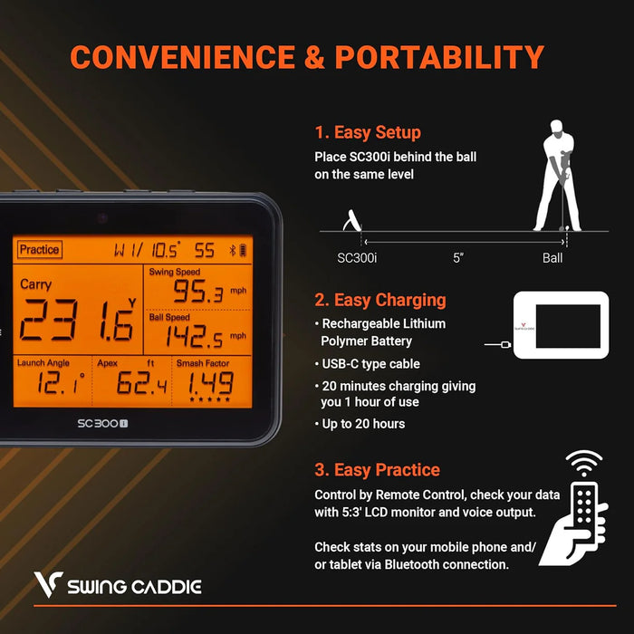 Voice Caddie Swing Caddie SC300i Portable Golf Launch Monitor