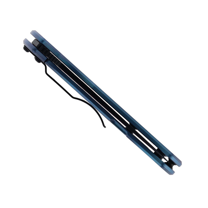 Spyderco Tenacious R.I.L Blue Titanium Folding Pocket Knife with 3.35" Black Oxide Blade