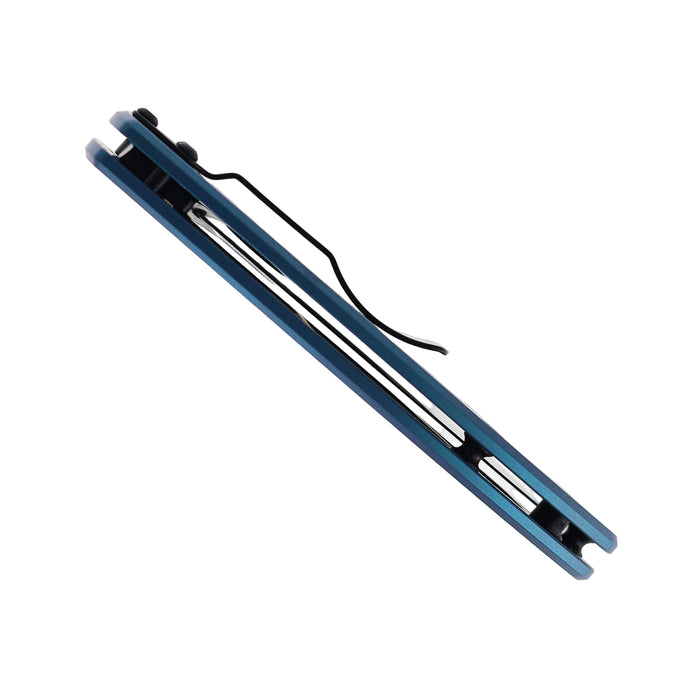 Spyderco Tenacious R.I.L Blue Titanium Folding Pocket Knife with 3.35" Black Oxide Blade