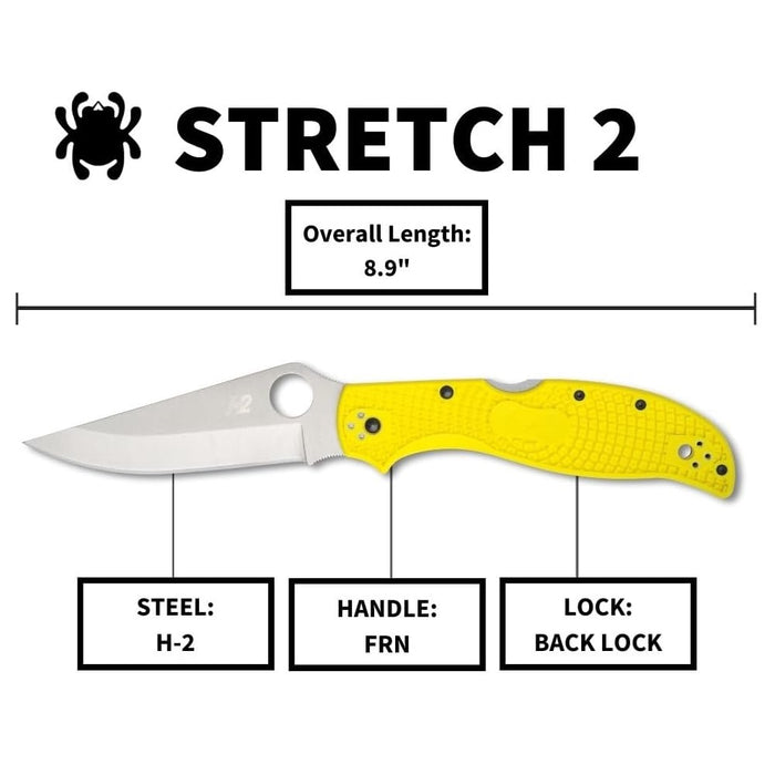Spyderco Stretch 2 XL Lightweight Salt Pocket Knife with 3.99" H-2 Tool Steel Blade