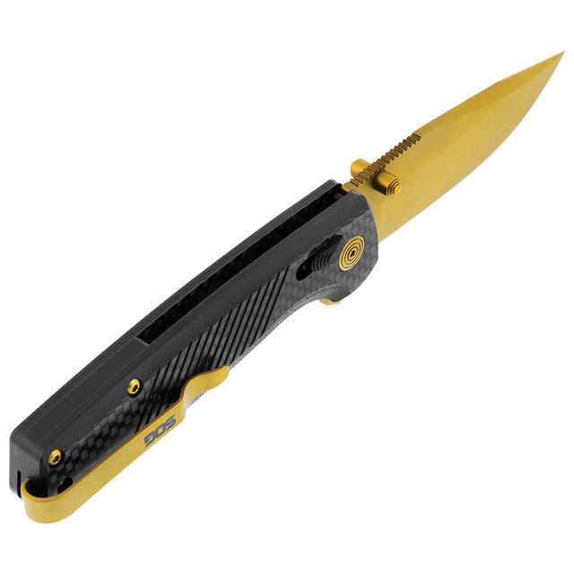 Terminus XR LTE Lightweight Folding Pocket Knife with S35VN Steel, Carbon & Gold