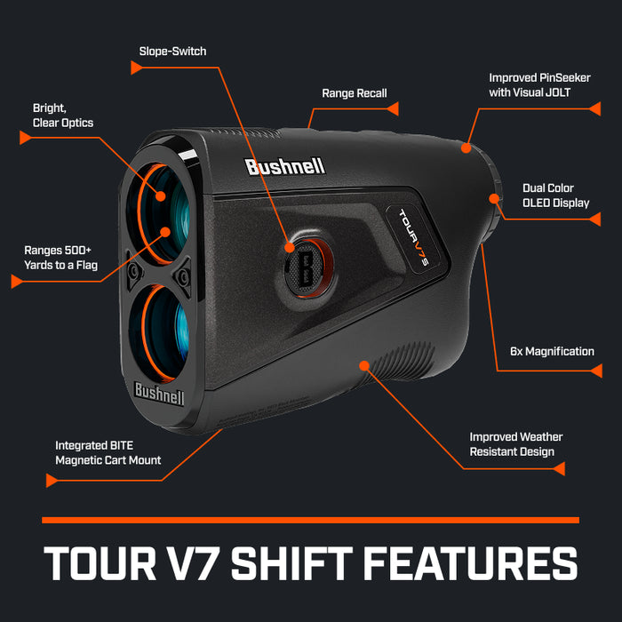 Bushnell Golf Tour V7 Shift Patriot Pack Laser Golf Rangefinder with Slope Technology