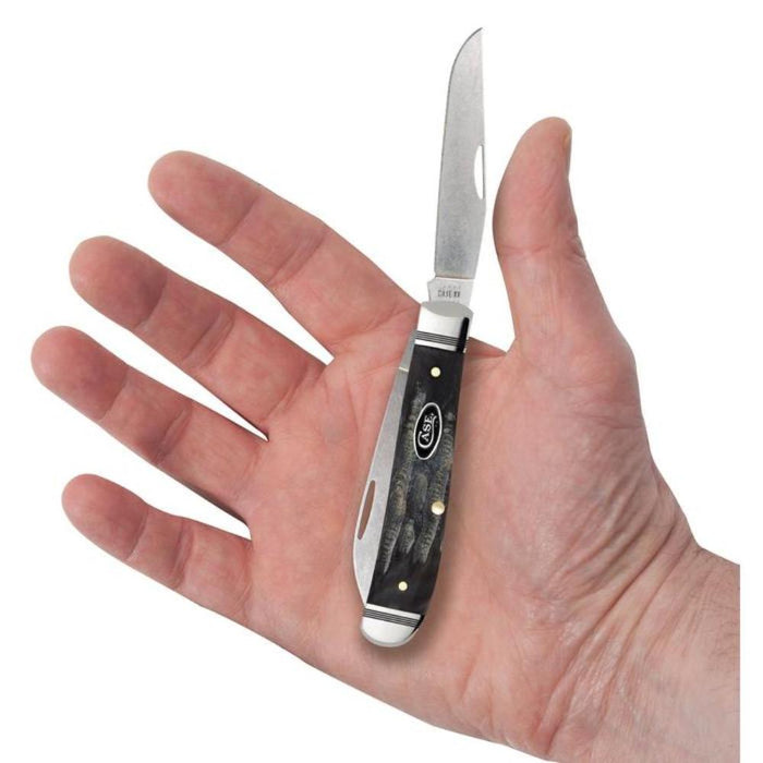 Jigged Buffalo Horn Mini Trapper Folding Pocket Knife with Tru-Sharp Steel