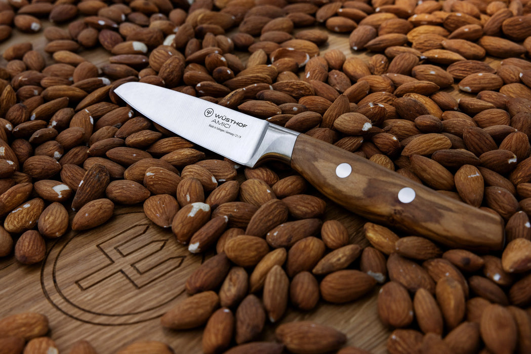 Amici 3.5" Stainless Steel Paring Knife with Olive Wood Handle