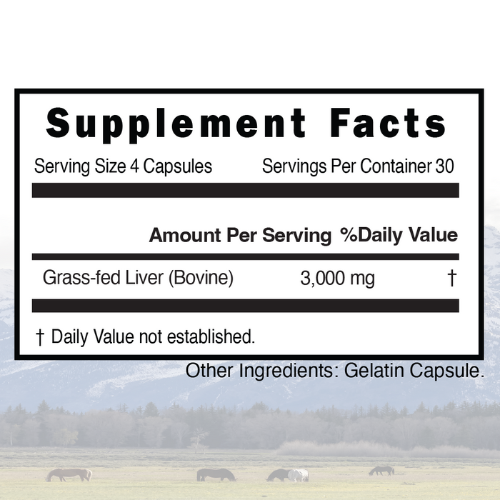 Grass-Fed Beef Liver Superfood, Pasture-Raised and Undefatted | 3000mg Capsules