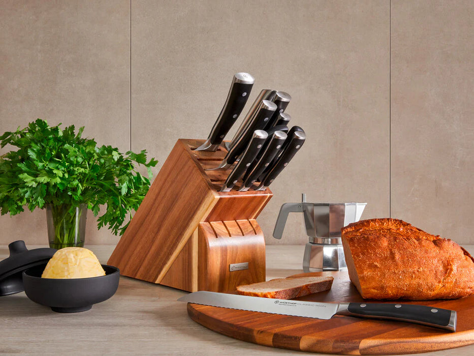 Classic Ikon 11-Piece Knife Block Set with Acacia Block, Black