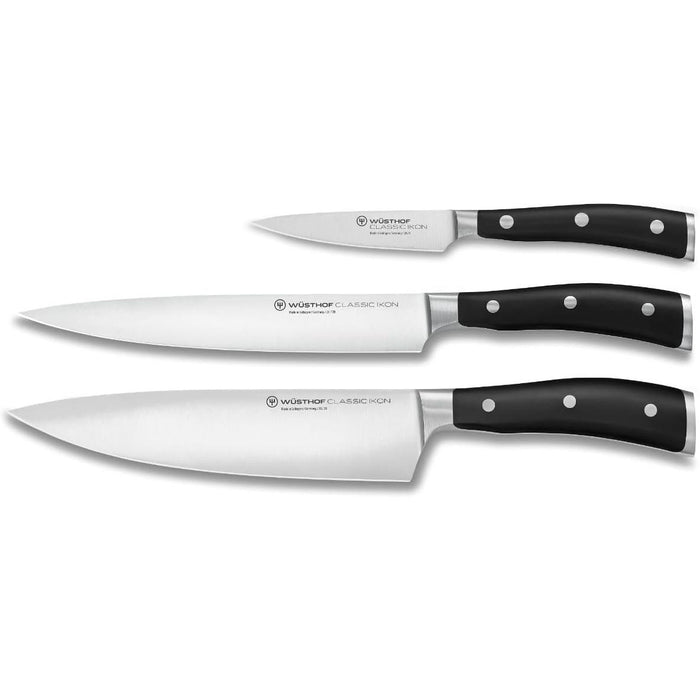 Classic Ikon Three Piece Chef's Set | 3.5" Paring, 6" Utility, and Chef's Knife