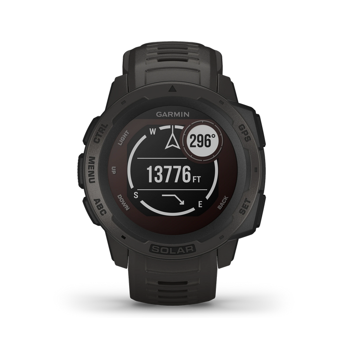 Garmin - Instinct Solar, Rugged Outdoor Smartwatch, Graphite