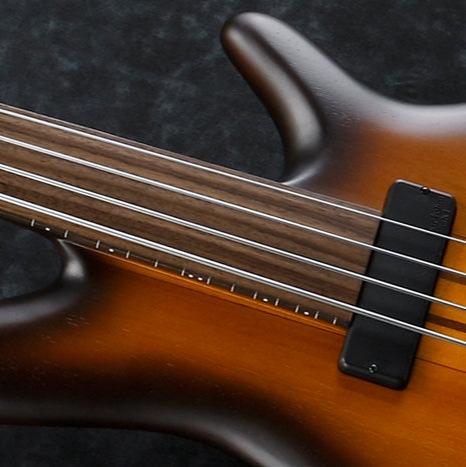 SR Workshop SRF700 4-String Fretless Solidbody Bass, Right, Brown Burst Flat