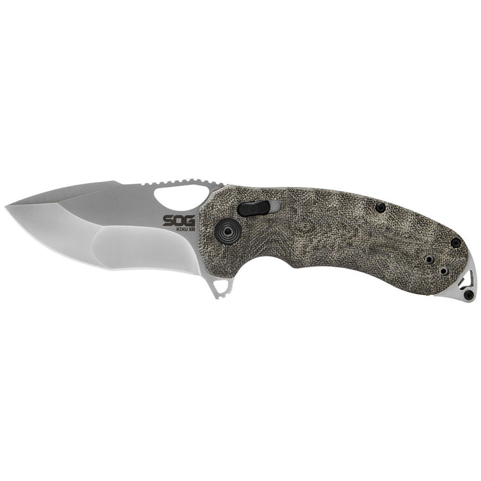 SOG Kiki XR Quick-Opening Folding Pocket Knife with Linen Micarta Handle