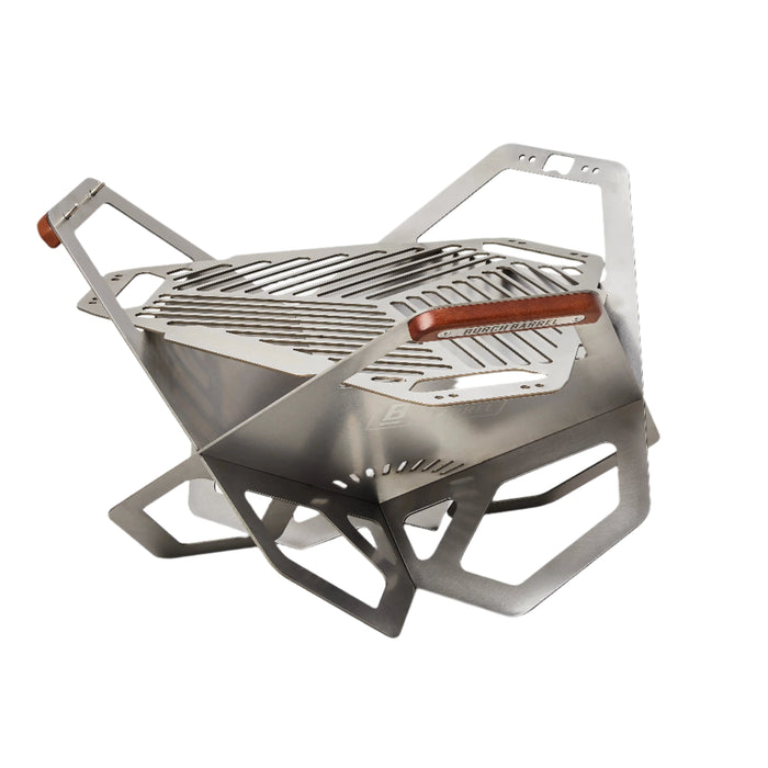 Burch Barrel Flat Packer Outdoor BBQ Charcoal Grill and Wood Firepit | Foldable and Portable