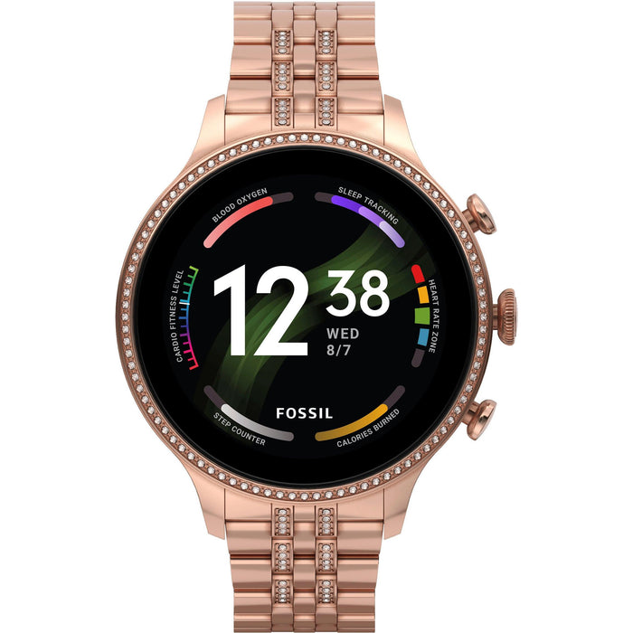 Fossil Gen 6 42m Smartwatch, Pave Center Link, Rose Bracelet