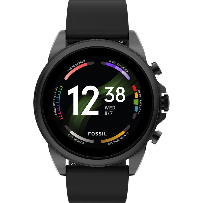 Fossil Gen 6 44m Smartwatch, Black Case, Black Silicone Strap