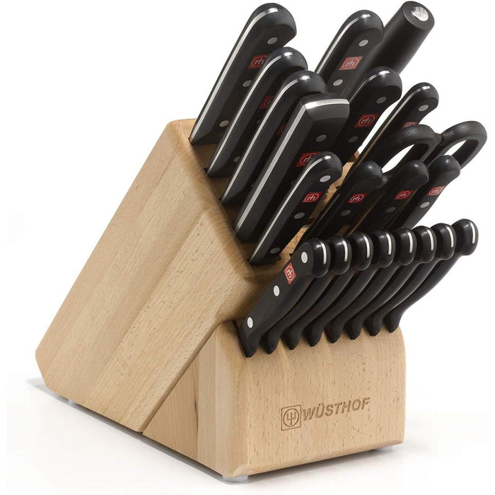 Gourmet 23-Piece Knife Block Set with 22-Slot Natural Block, Black