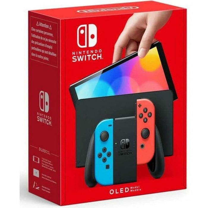 Nintendo -  Switch (OLED model) w/ Neon Red & Neon Blue Joy-Con